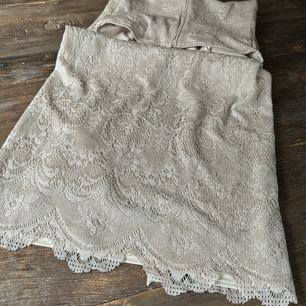 Vintage JCP Onyx Nite rose gold crochet occasion dress Size 8P - Picture 10 of 10